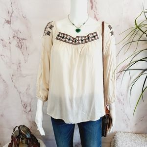 Anthropologie Let Them Eat Cake embroidered peasant top